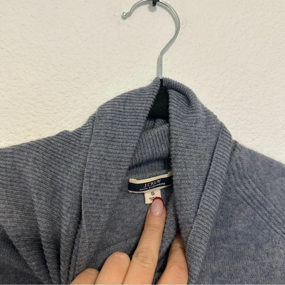 J Crew Cashmere Fold Over Turtlen Sweater Light Blue Gray Color Size Small Women
